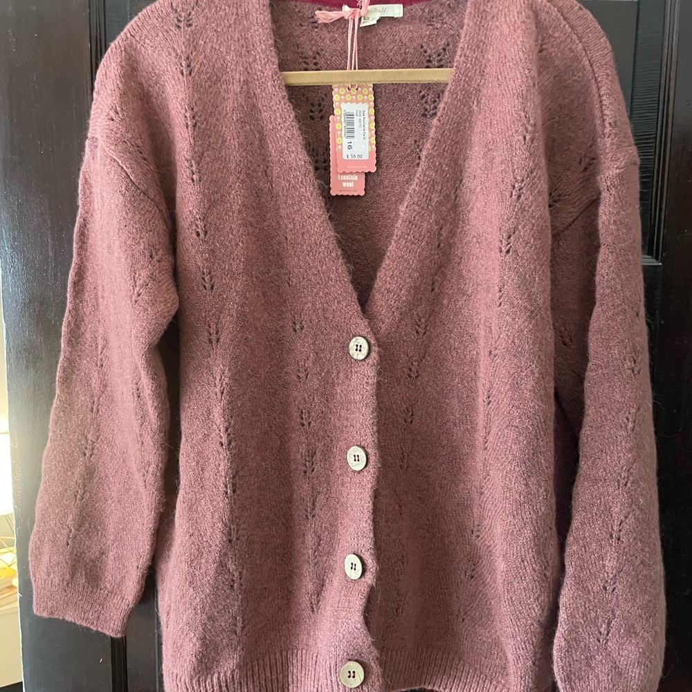White Stuff pink pointelle cardigan